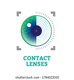 Eyes iris symbol with contact lens - vector illustration