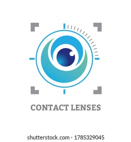 Eyes iris symbol with contact lens - vector illustration