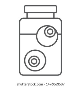 Eyes in jar thin line icon, glass and creepy, halloween eyeballs sign, vector graphics, a linear pattern on a white background, eps 10.