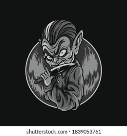 eyes knife to kill halloween black and white illustration