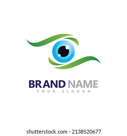 Eyes with Leaf logo Vector Design Template