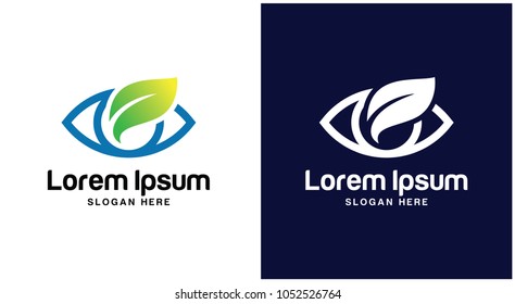 Eyes with Leaves logo Design Template.
