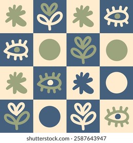 Eyes and leaves square design