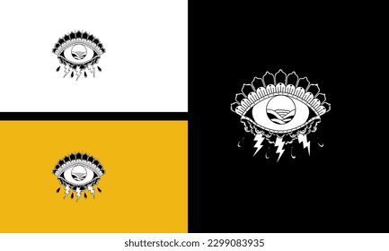 eyes and lightning vector line art design