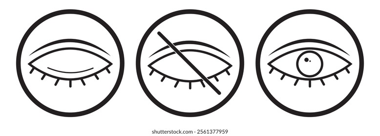 Eyes line icons. View and Eye icon set. See and unsee symbol. Show password. Open, closed, visible invisible concept, hidden password, icon vector symbol logo illustration line editable stroke