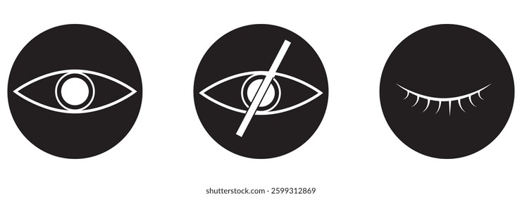 Eyes line icons. View and Eye icon set. See and unsee symbol. Show password. Open, closed, visible invisible concept design eps 10 