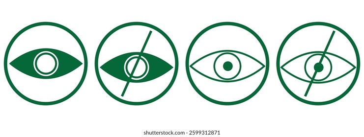 Eyes line icons. View and Eye icon set. See and unsee symbol. Show password. Open, closed, visible invisible concept design eps 10 