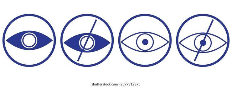 Eyes line icons. View and Eye icon set. See and unsee symbol. Show password. Open, closed, visible invisible concept design eps 10 