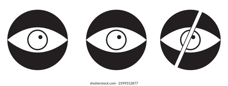 Eyes line icons. View and Eye icon set. See and unsee symbol. Show password. Open, closed, visible invisible concept design eps 10 