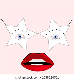 eyes lips star vector illustration 