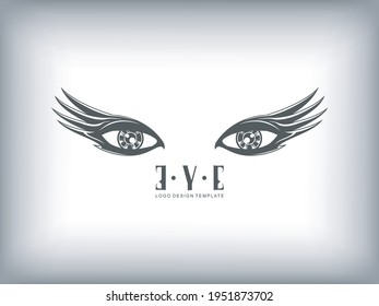 eyes logo design templates, eyes with eyelashes shaped like wings