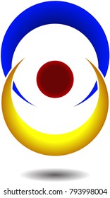 eyes logo with two circle yellow and blue