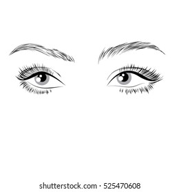 Eyes long eyelashes drawing, Beauty icon