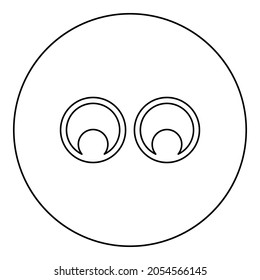 Eyes Look concept Two pairs eye View icon in circle round black color vector illustration solid outline style simple image