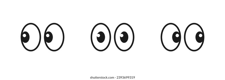 Eyes look icons in cartoon style. Isolated vector