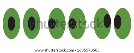 Eyes looking to one side. Sideways glance vector icon. Two eyes emoji. Cartoon eyes looking right, flip and they look left. Cute cartoon eyes illustration .