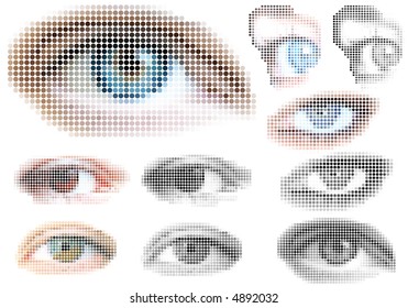 Eyes made from color dots