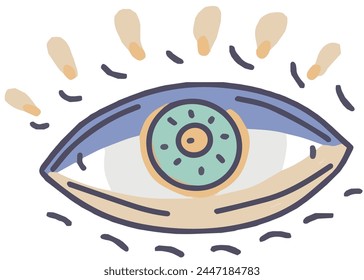 Eyes magic hand drawn on a white background set of cute pictures cartoon stars moon mysticism tarot astrology