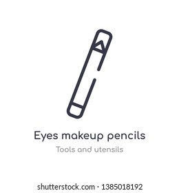 eyes makeup pencils outline icon. isolated line vector illustration from tools and utensils collection. editable thin stroke eyes makeup pencils icon on white background