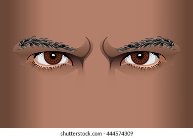 eyes, the man looks, vector