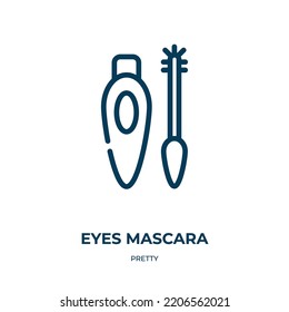 Icono de rímel ocular. Ilustración vectorial lineal de una bonita colección. Guión de ojos de mascara vector de icono. Símbolo de línea delgada para uso en aplicaciones web y móviles, logotipo, medios impresos.