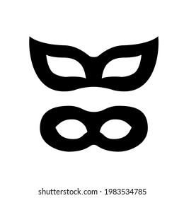 Eyes mask icon flat design vector black color isolated.Opera mask.Masquerade mask.