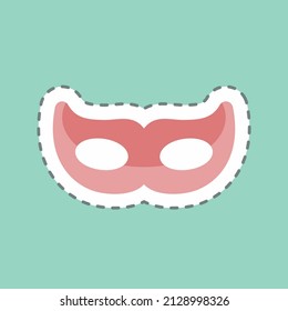 Eyes Mask Sticker in trendy line cut isolated on blue background