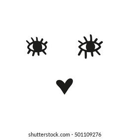 Eyes and mouth drawing icon