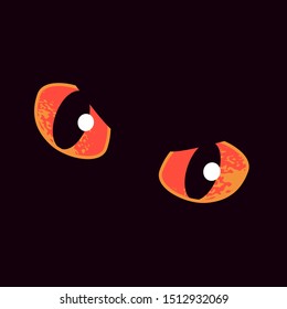 eyes on black background vector cat