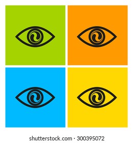 Ojos en un fondo de color. Plantilla de diseño. El juego de caracteres en el estilo de arte pop.