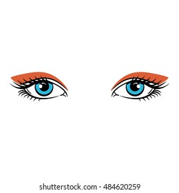  Eyes on white background. Makeup. Woman eye. The eye logo. Eyes art, makeup artist. Human eye, eyes close up - vector