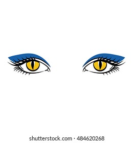  Eyes On White Background. Makeup On Halloween. Woman Eyes, Makeup Artist. The Eye Logo. Eyes Art. Human Eye, Eyes Close Up - Vector