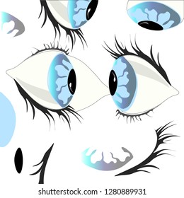 eyes on white background vector background