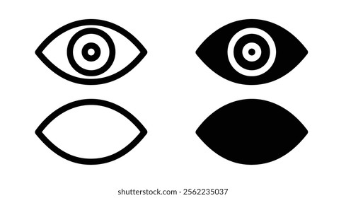 Eyes open and closed Icons pack in outlined and flat versions