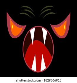 eyes and open mouth with sharp fangs on a black background the concept of mysticism and monsters
