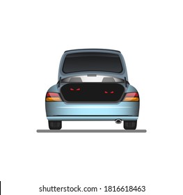 eyes in open trunk car symbol for people across border illegal activity or rat pest in vehicle concept in cartoon illustration vector on white background