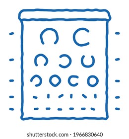 Eyes Ophthalmic Test Chart sketch icon vector. Hand drawn blue doodle line art Medical Visual Examination Test Concept Linear Pictogram. Eyesight Measuring Exam sign. isolated symbol illustration