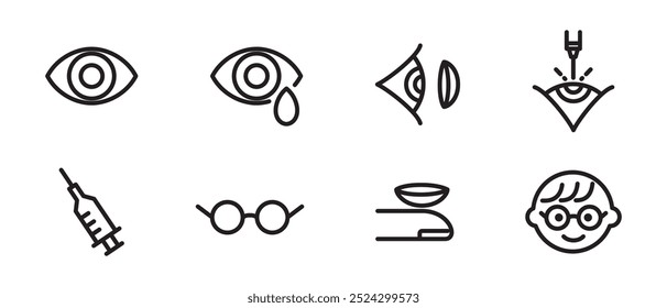 Eyes ophthalmology vector icon set