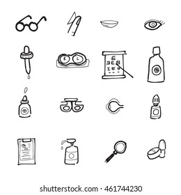 Eyes and optic icons set