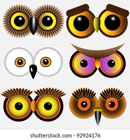 Eyes of owls.Vector set