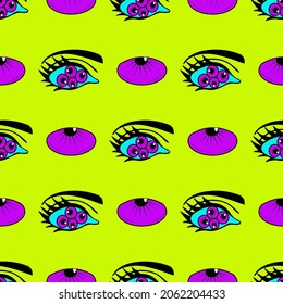 eyes pattern. Psychedelic drawings eye pattern. Vector seamless pattern with  eye. Psychedelic  seamless pattern. Crazy cartoon hand drawn colorful illus