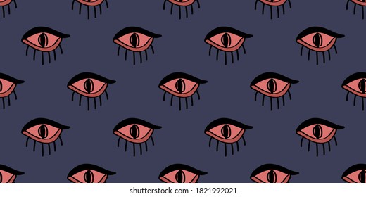 patrón de ojos sin fisuras en fondo azul pantone
