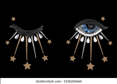 Eyes Print Of Immiation Strass And Sequins For T-shirts And Any Printed Product.