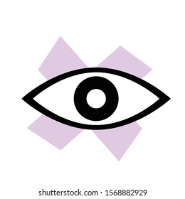 Eyes with purple cross icon