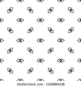 Eyes with purple cross icon semaless pattern