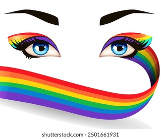 Eyes with Rainbow Color Makeup