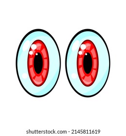 eyes in red color, drawing on a white background, vector illustration