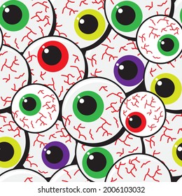 Eyes with red vessels halloween seamless pattern vector illustrations