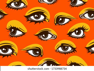 eyes seamless pattern, for for fashion clothes and comic style vector illustration.