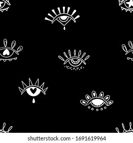 Eyes seamless pattern for fashion textile, clothes, wrapping paper.